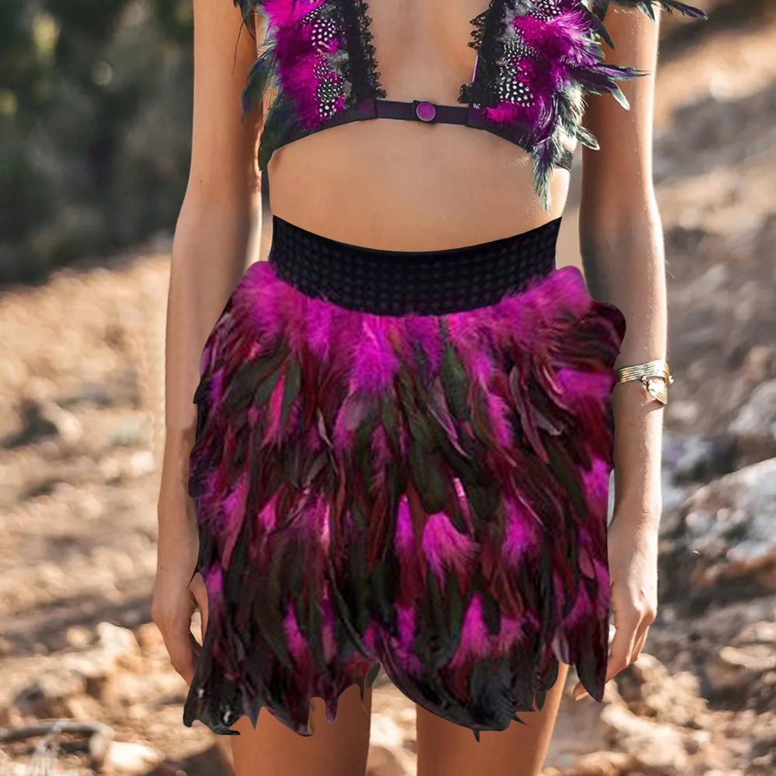Jupe de performance en plumes pour femme - Noir
