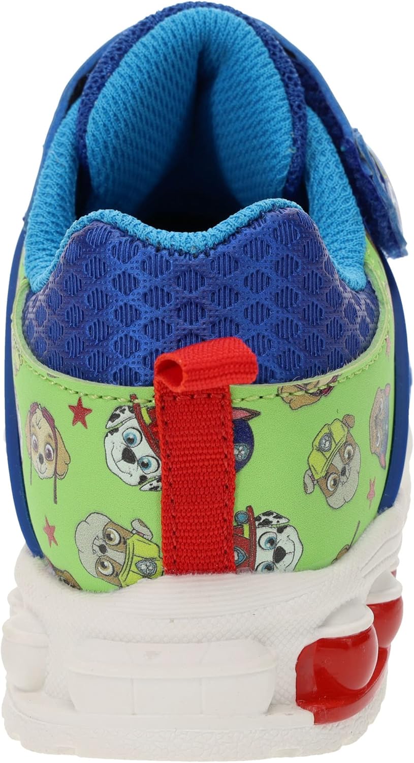 Paw Patrol Light-Up Running Shoes for Toddlers, Mismatch Sneaker with Hook-and-Loop Strap, Blue/Green, Toddler Size 8 - Image 4
