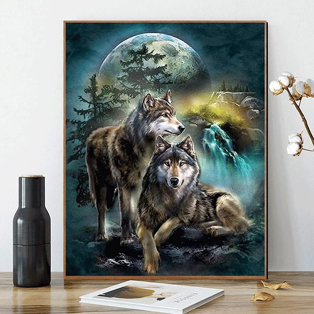 Kimily Moon Wolf DIY Paint by Numbers for Adults Kids Wolf