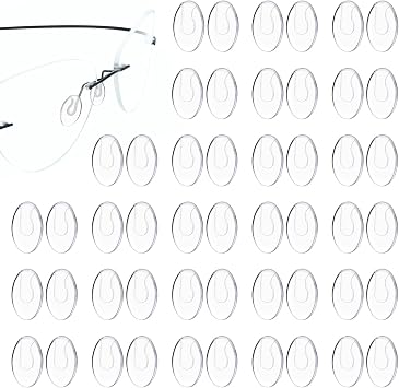 25 Pairs Push in Eyeglass Nose Pads Clear Anti Slip Nose Bridge Pads Replacement Soft Silicone Glasses Noses Pad for Rimless Frameless Eyewear Frames