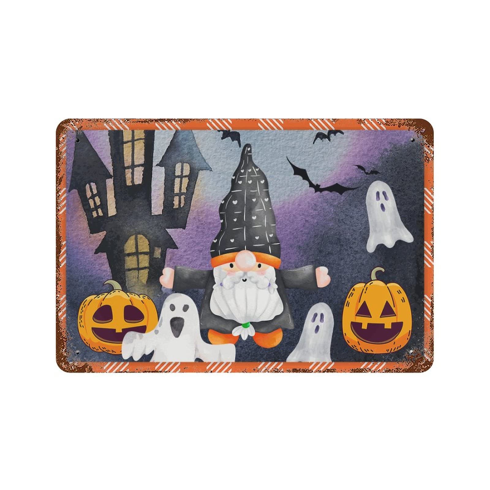 Panneau en métal Happy Halloween solution pour decoration murale automne triste et sans relief