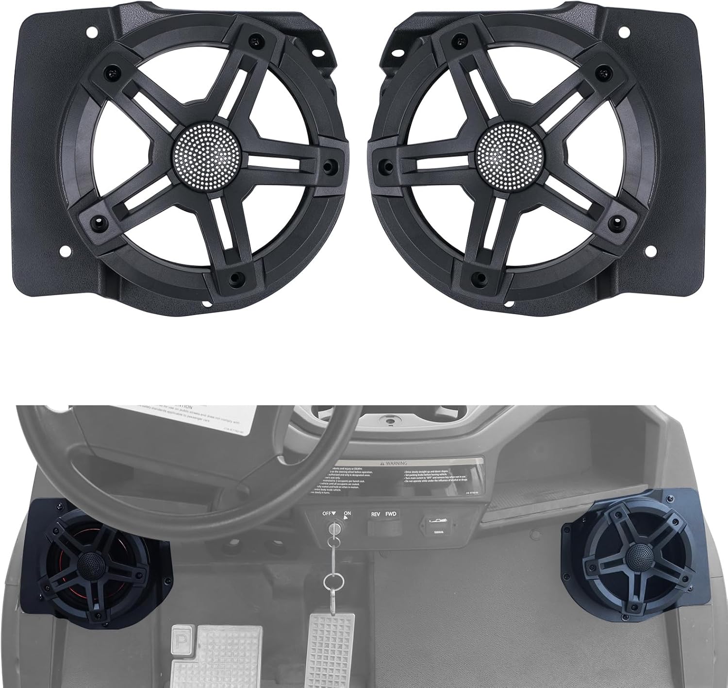 Speaker Pod Brackets for Yamaha Drive2 G29, 2PCS 6.5" Under Dash Kick Panels Loudspeaker Mount Support for Yamaha Drive2 G29 Standard Golf Cart Accessories, Support 6.5inch Speaker