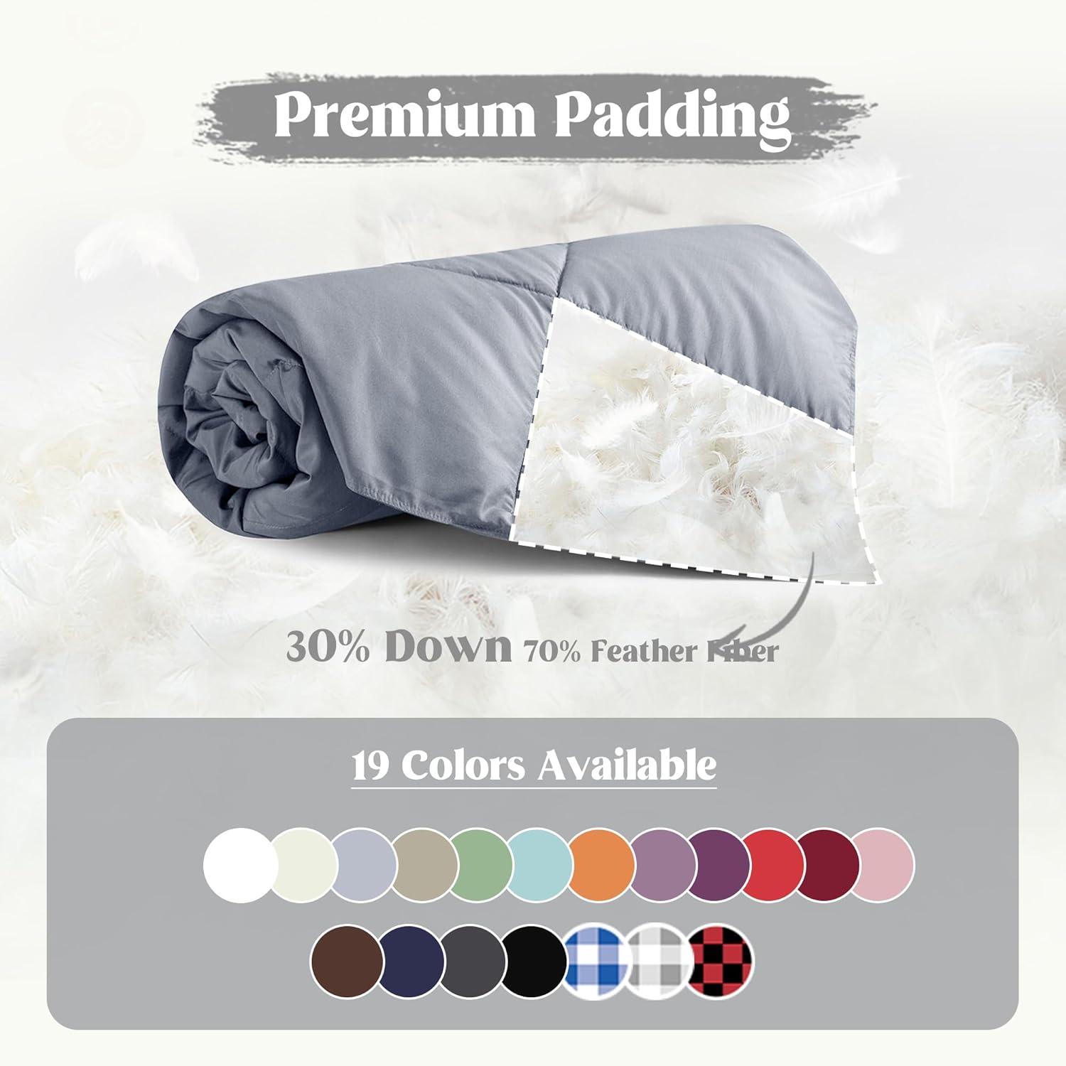 puredown® Soft Feather Down Throw Blanket Lightweight Packable Couch Throw for Indoor and Outdoor Use, Throw 50"X70", Sliver Gray