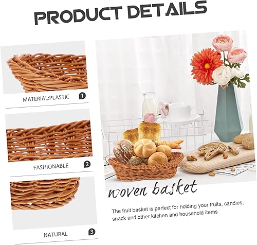 Miniatura 8 de TIDTALEO Cesta tejida Cesta cuadrada Cestas de alimentos de plástico Bandeja tejida Cesta de fruta de mimbre Cesta de huevos de Pascua Soporte de