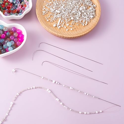 Miniatura 6 de HINZIC 12 agujas curvadas para cuentas de 7.54.64 pulgadas, aguja de cuentas estilo clip para spinner inoxidable grandepequeño ojo 3.3-8.2 ft aguja