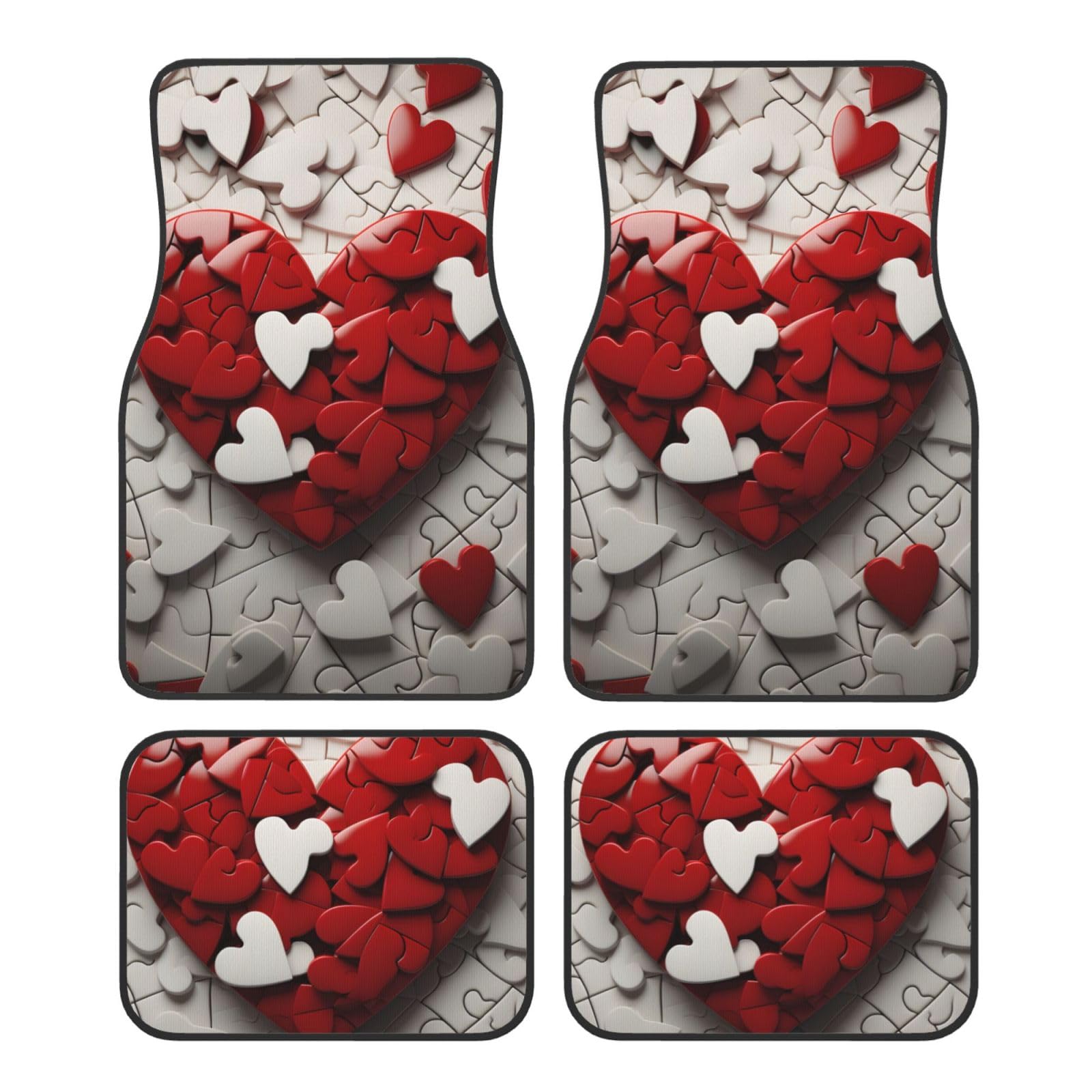 Mexpekil Lot de 4 tapis de voiture universels, rouge, polyester, 17,3 x 27 + 17,3 x 13,3 pouces, universel pour voiture, SUV, camions, camions