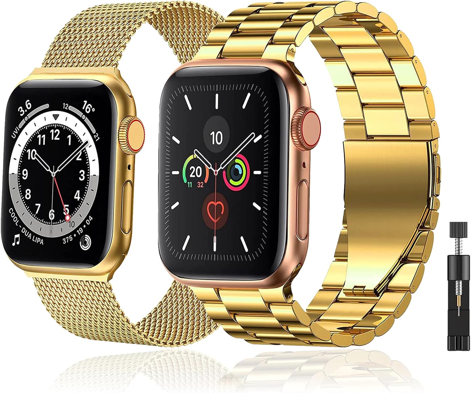 Pack 2 Metal Bands Compatible With Apple Watch Band 38/40/41/42/44/45/46/49mm,Stainless Steel&Milanese Loop Mesh for iWatch Band Series SE3 2 1/ Ultra3 2 1/11 10 9 8 7 6 5 4 3 2 1