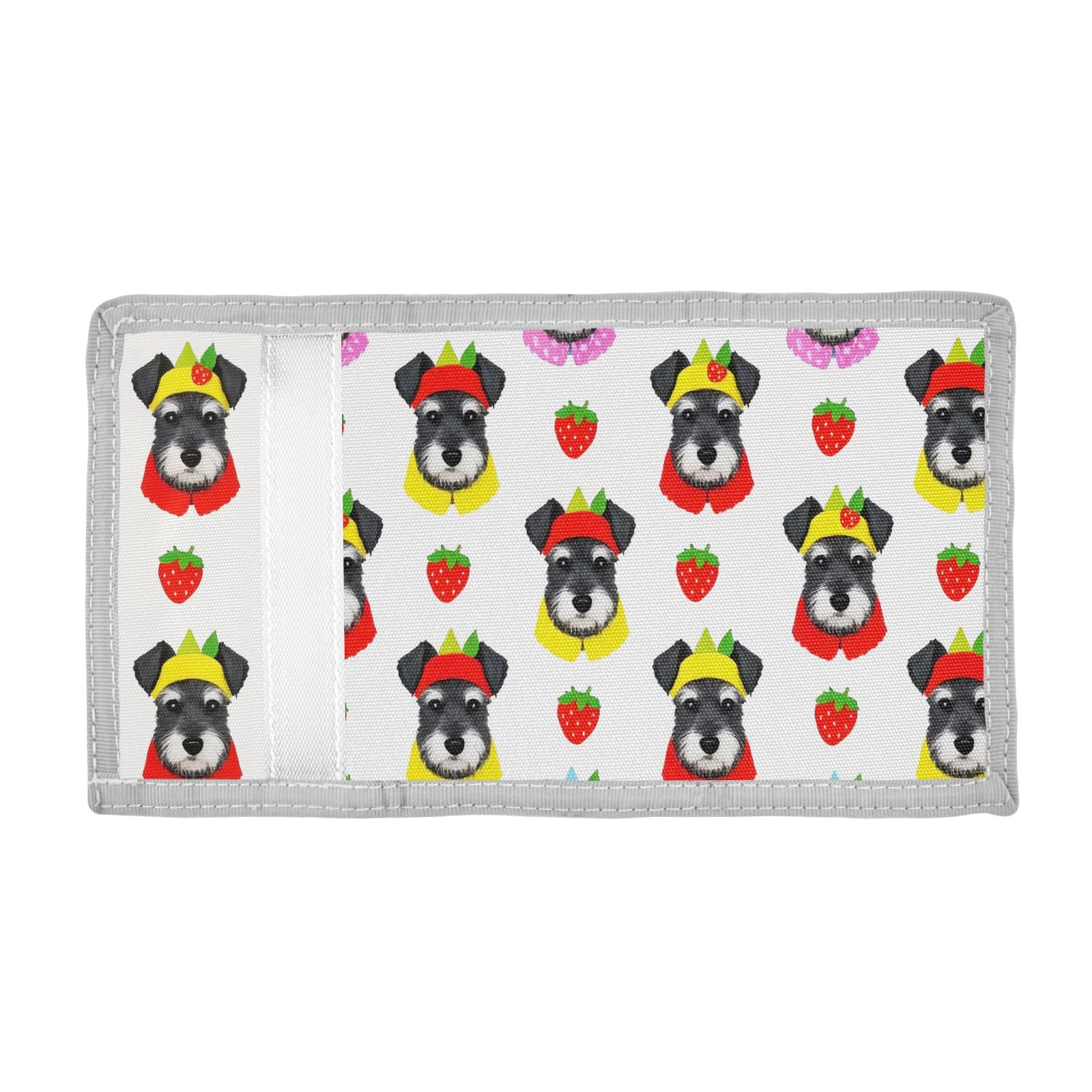 ALAZA Kids Wallets for Boys Girls Toddler Trifold Wallet Children Small Schnauzer Strawberry with Zipper Coin Pocket