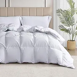 MARTHA STEWART Edredom de penas e plumas de ganso branco 100% algodão - edredom quente para todas as estações com abas nos cantos - King Size