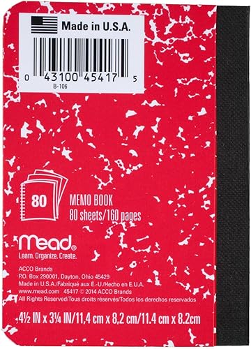 Miniatura 6 de Mead Libro de notas cuadrado, papel a rayas estrechas, 80 hojas, 4-12 x 3-14 pulgadas, colores surtidos, 1 unidad (45417)