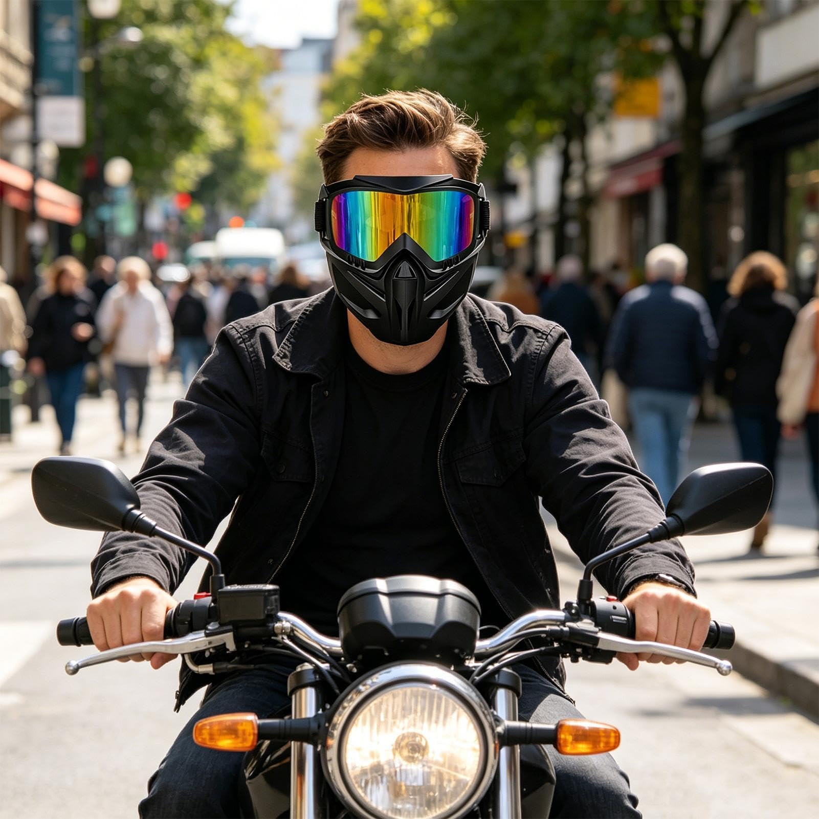 Maschera di protezione per il viso anti-appannamento, con occhiali rimovibili e schermo antipolvere, schermo per il viso regolabile 2 in 1, per la saldatura, per gli uomini, sci, ciclismo all'aperto