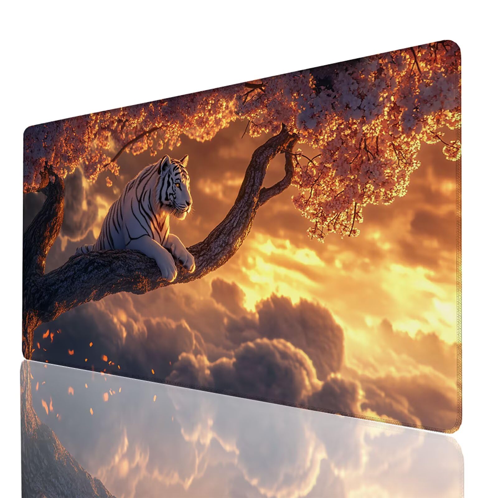 Podkładka pod mysz Drzewo, Tygrys Gaming Pad, Wodoodporna Mata Na Biurko 1400 x 600 x 3 mm Kompatybilna z bezprzewodową Myszą I Klawiaturą Bezprzewodowa Podkładka Pod Mysz Do Laptopa Prezent Dla
