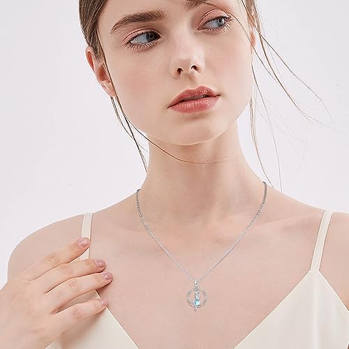 Vista 2 de ECHOOY Collar de sirena de plata de ley 925 con colgante de sirenacollar de urna para mujeres y niñas