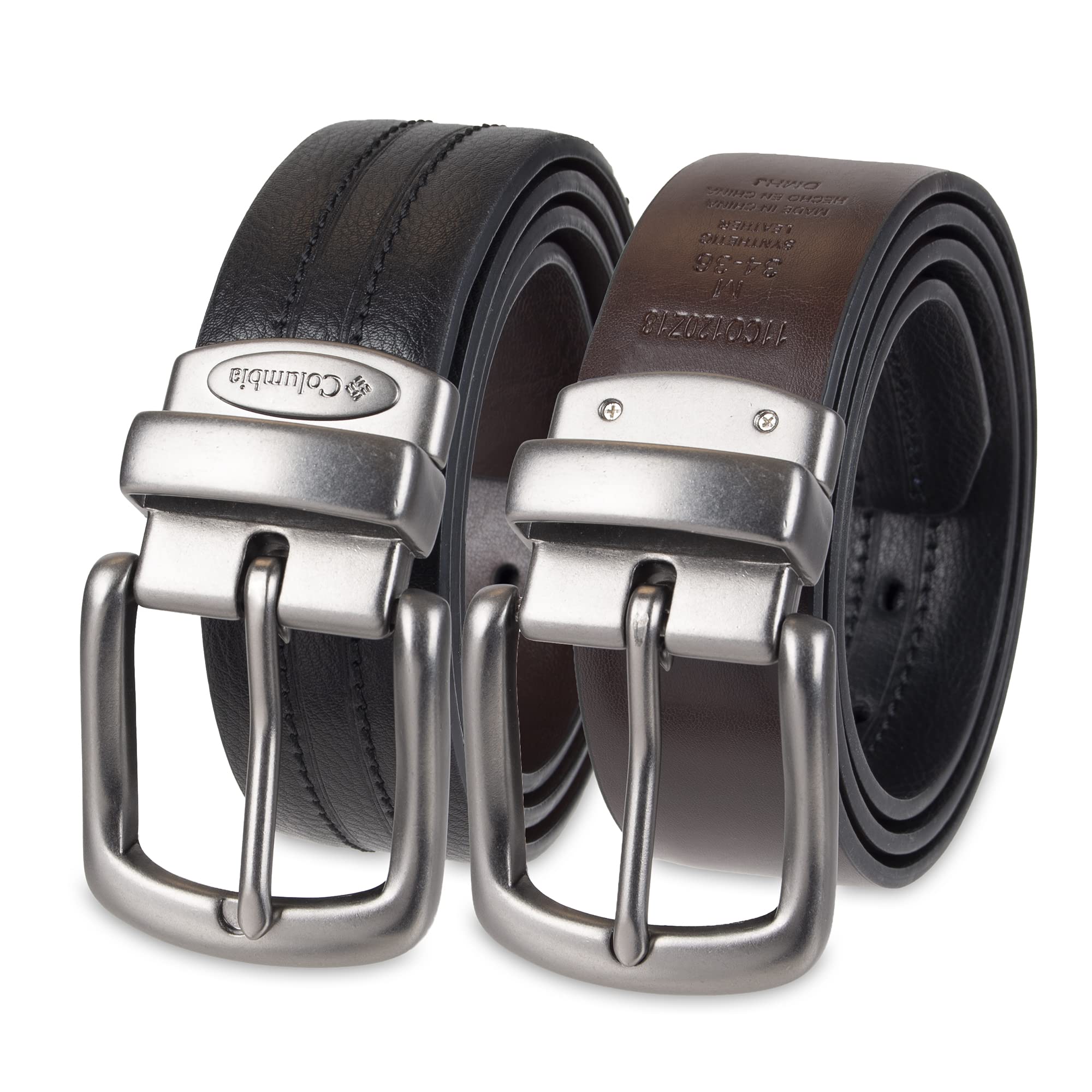 ColumbiaReversible Leather Belt-Casual for Men's Jeans with Double Sided Strap