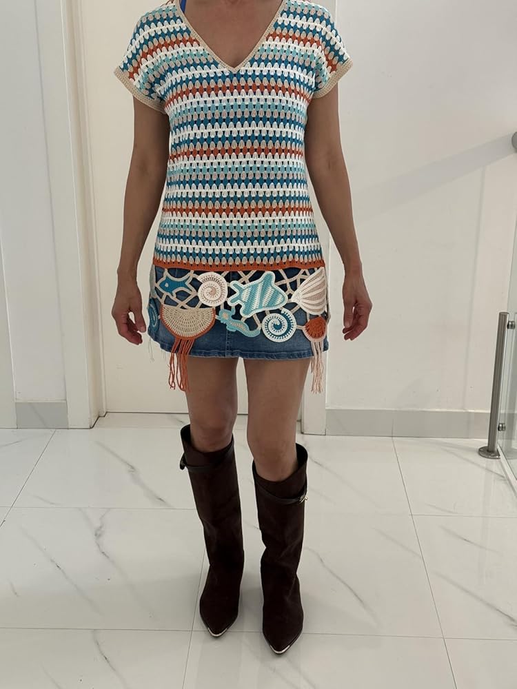 Sea Creature Hem Crochet Cover Up Dress
