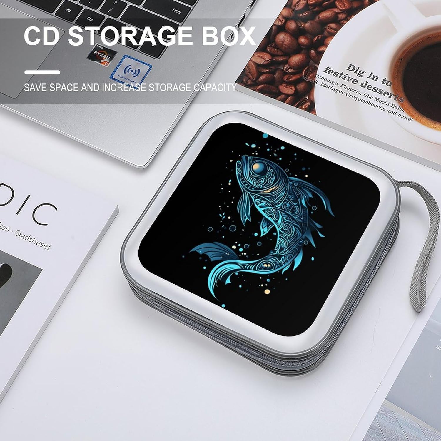 Mystical Maori Fish Protective CD Case Storage Rack 40 Capacity DVD Holder Organizer Car Travel