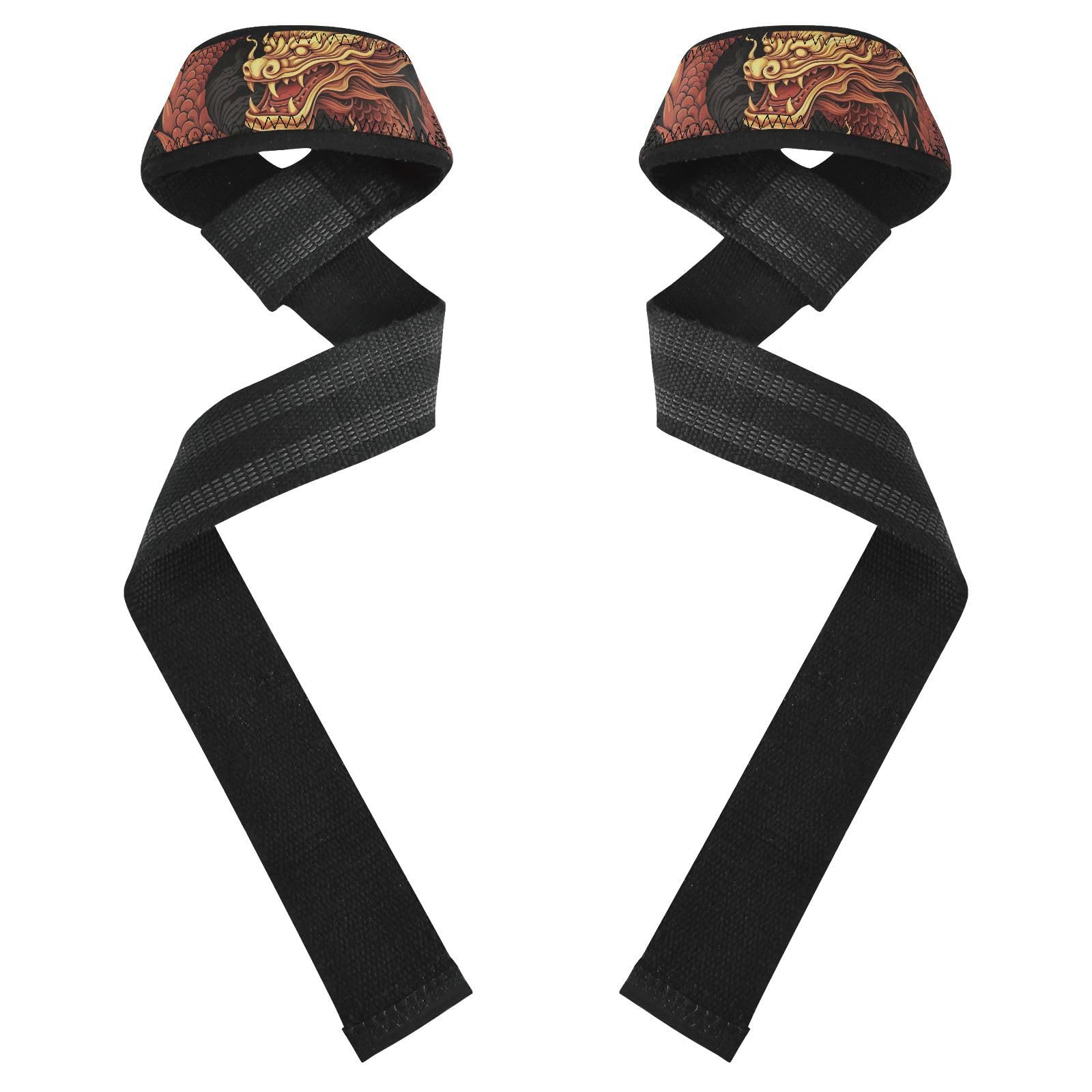 Nander Fierce Dragon Wrist Straps for Weightlifting,Lifting Straps with Neoprene Cushioned Wrist Padded and Anti-Skid Silicone for Strength Training,Bodybuilding,Deadlifting