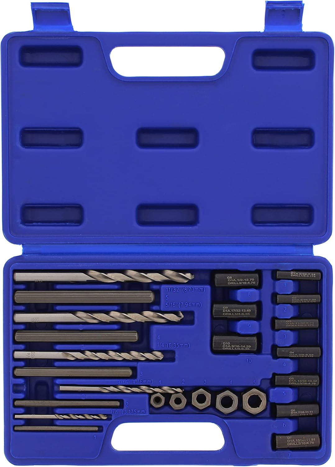 ABN Screw & Bolt Extraction 25-Piece Remover Tool Kit – Drill Bits, Extractor Pins, Drilling Guides, Extractor Nuts Set