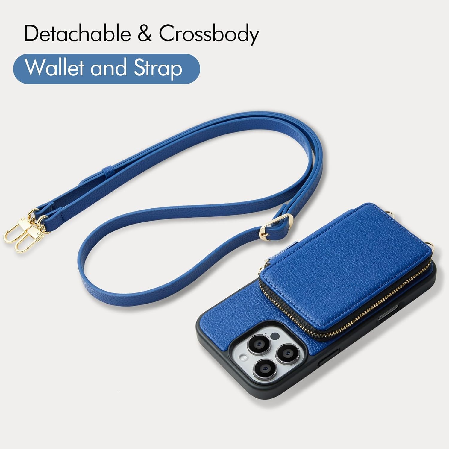 ZVE for iPhone 16 Pro Max Case Wallet, RFID Blocking Protective Handbag Flip Cover Crossbody Leather Case with Card Holder for iPhone 16 Pro Max 6.9" Navy Blue - Image 5