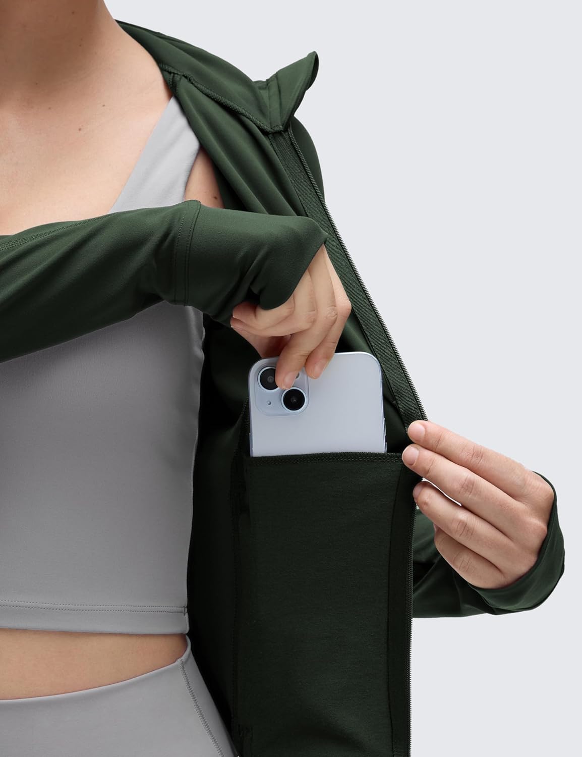 CRZ YOGA Butterluxe Waist Length Jackets for Women - Full Zip Athletic Track Tops with Thumb Holes Pockets - Image 4