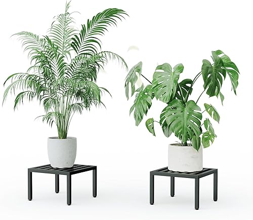 Zhongma Paquete de 2 soportes resistentes para macetas de 12 pulgadas, construcción resistente, soporte cuadrado bajo para plantas de 12 x 12 x 7.87
