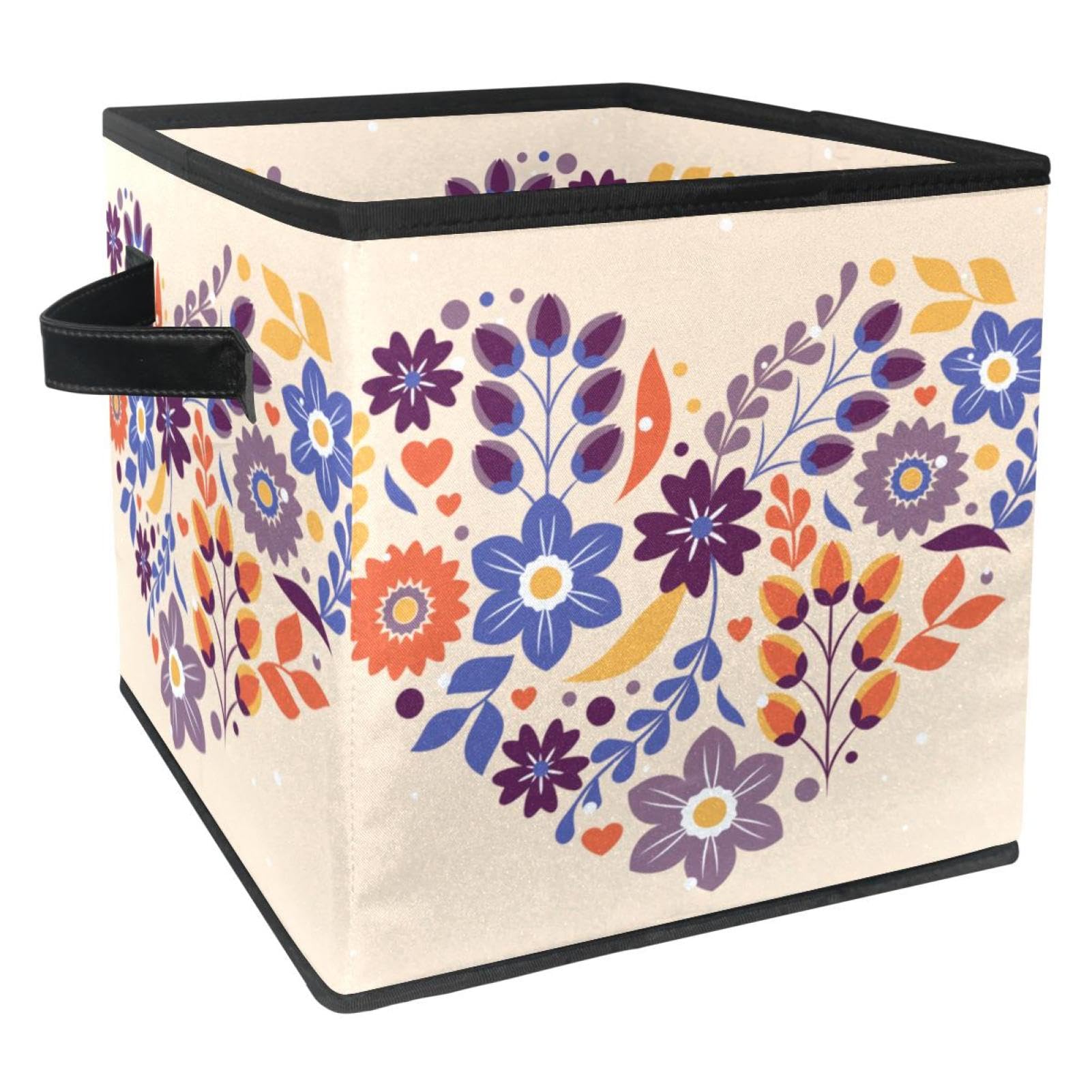Boîte de rangement cubique à motif floral pour armoire et maison