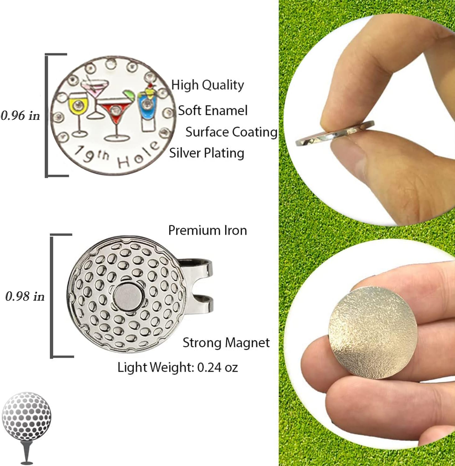 review Nuorao Golf Ball Markers with Hat Clips for Men Women Golfer, Removable Attaches Easily to Golf Cap, Golf Ball Marker with A Magnetic Hat Clip. That Make Perfect Golf Ball Gifts for Men or Women!