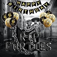 Vista 9 de RIP FORTIES - Suministros para fiesta de cumpleaños número 50, pancarta de feliz cumpleaños, globos, divertidas decoraciones de cumpleaños 50
