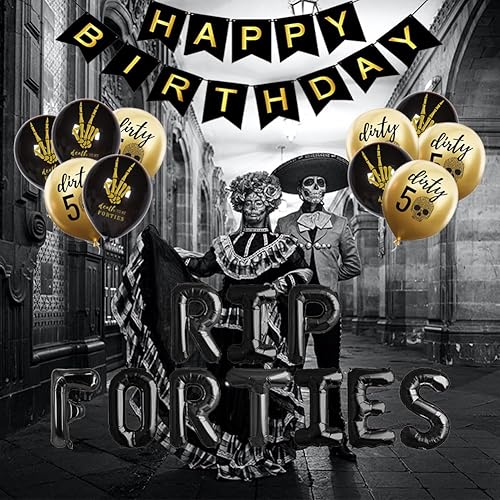 Miniatura 9 de RIP FORTIES - Suministros para fiesta de cumpleaños número 50, pancarta de feliz cumpleaños, globos, divertidas decoraciones de cumpleaños 50