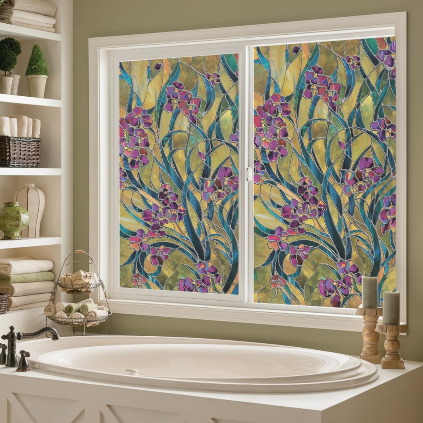 Amazon.com: Stained Glass Window Film, Decorative Window Privacy Film for Bathroom,Front Door ...