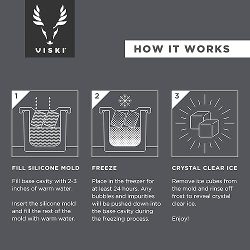 Miniatura 10 de Viski Bandeja para cubitos de hielo para whisky con tapa, grande hace seis moldes de hielo de 2 pulgadas, perfecta para cócteles, whisky, bourbon y