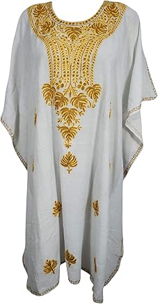 Womens Caftan Dress Summer Gray Floral Embellished Kaftan Cover Up 2XL