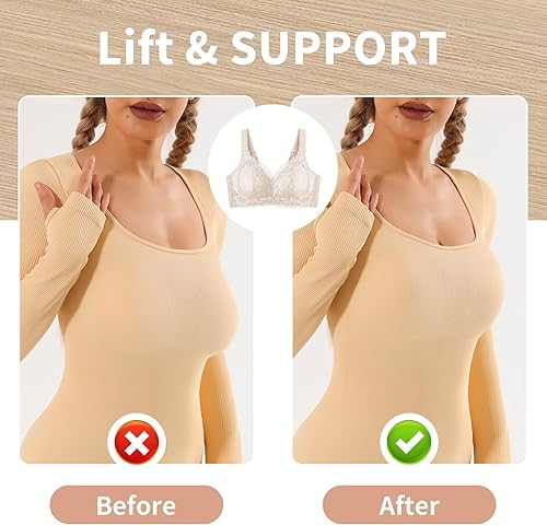 Miniatura 6 de Baetty Sujetadores minimizadores para mujer sin aros ligeramente acolchados cobertura completa 6170