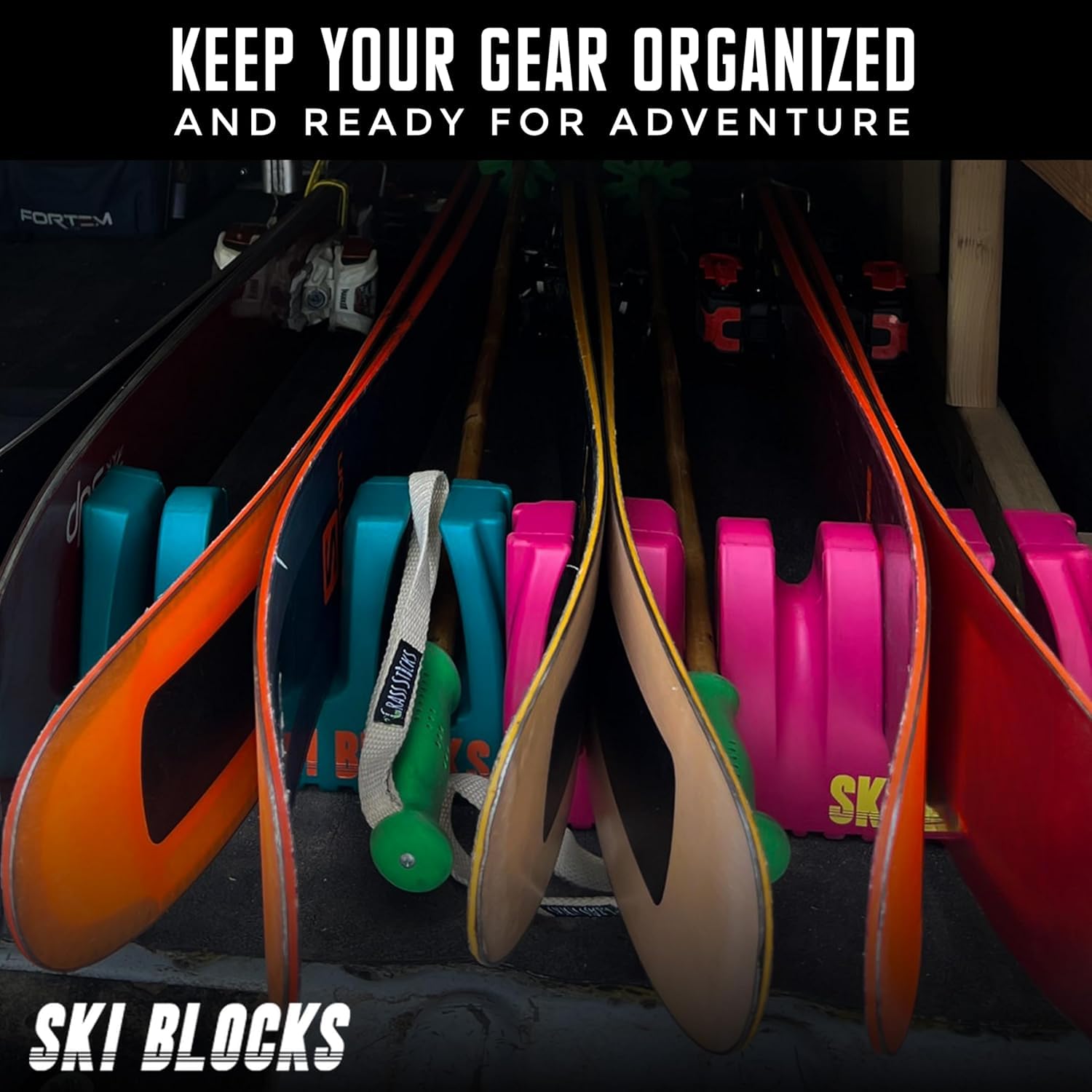 Magnetic Ski Holder and Snowboard Rack - Anti-Slip Design Scratch-Proof, Portable Storage Solution Ski Rack for Garage, Cargo Box, Cars, Ski Bags and Outdoor Adventures (Magenta, Two Pack)