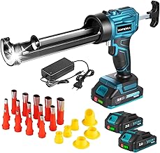 Yofidra Electric Silicone Gun with 2 x 2000 mAh Battery, Wireless Cartridge Gun, 4 Speed, LED Light, 300 ml Silicone Gun, for Sealing, Putty, Leak-free