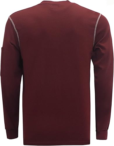 Miniatura 3 de KONRECO Camisas FR para hombres de manga larga Henley 7oz 100% algodón FRC camisa de soldadura de ropa