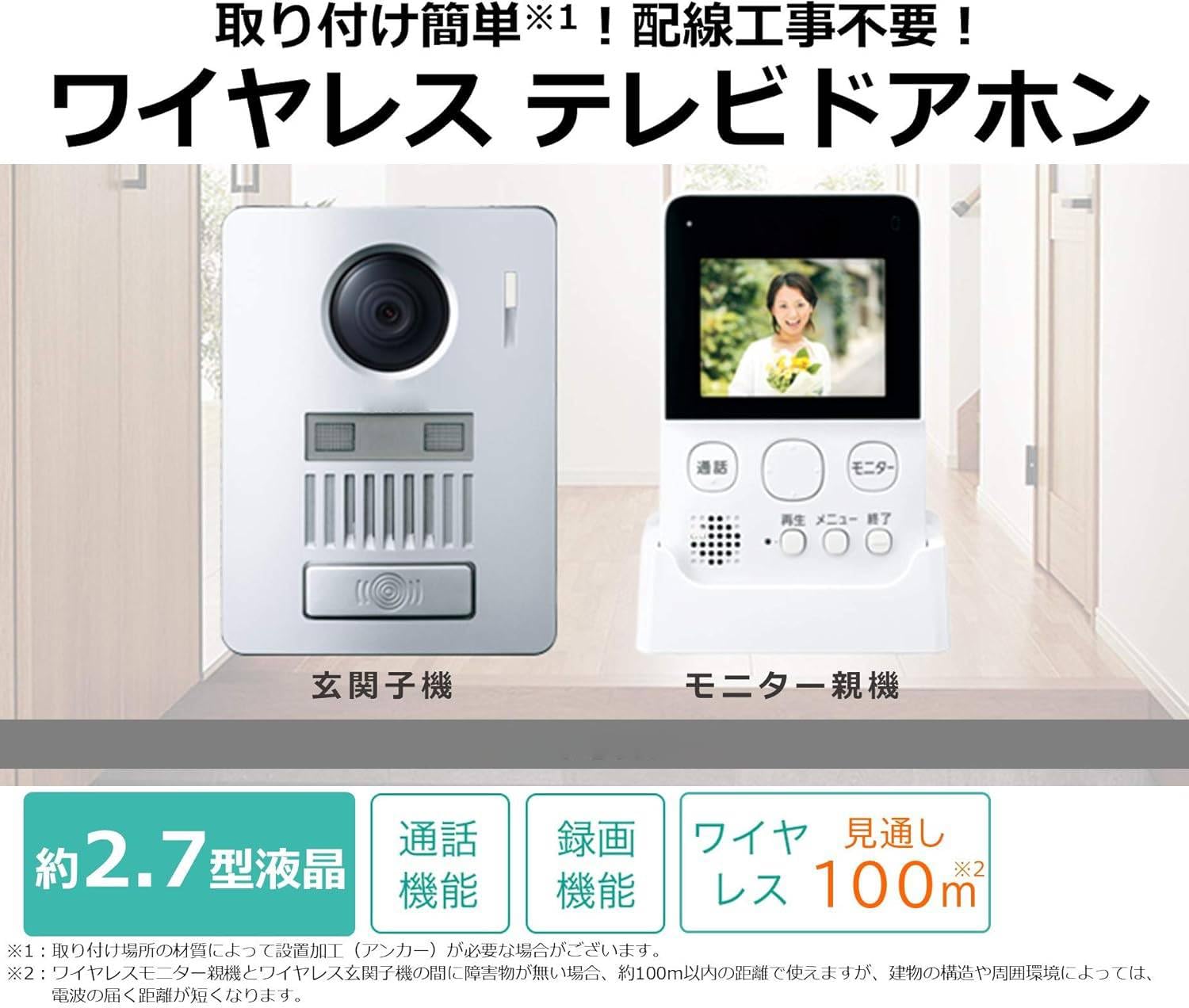 ワイヤレステレビ 概要 ワイヤレステレビドアホン VS-SGZ20L | インターホン