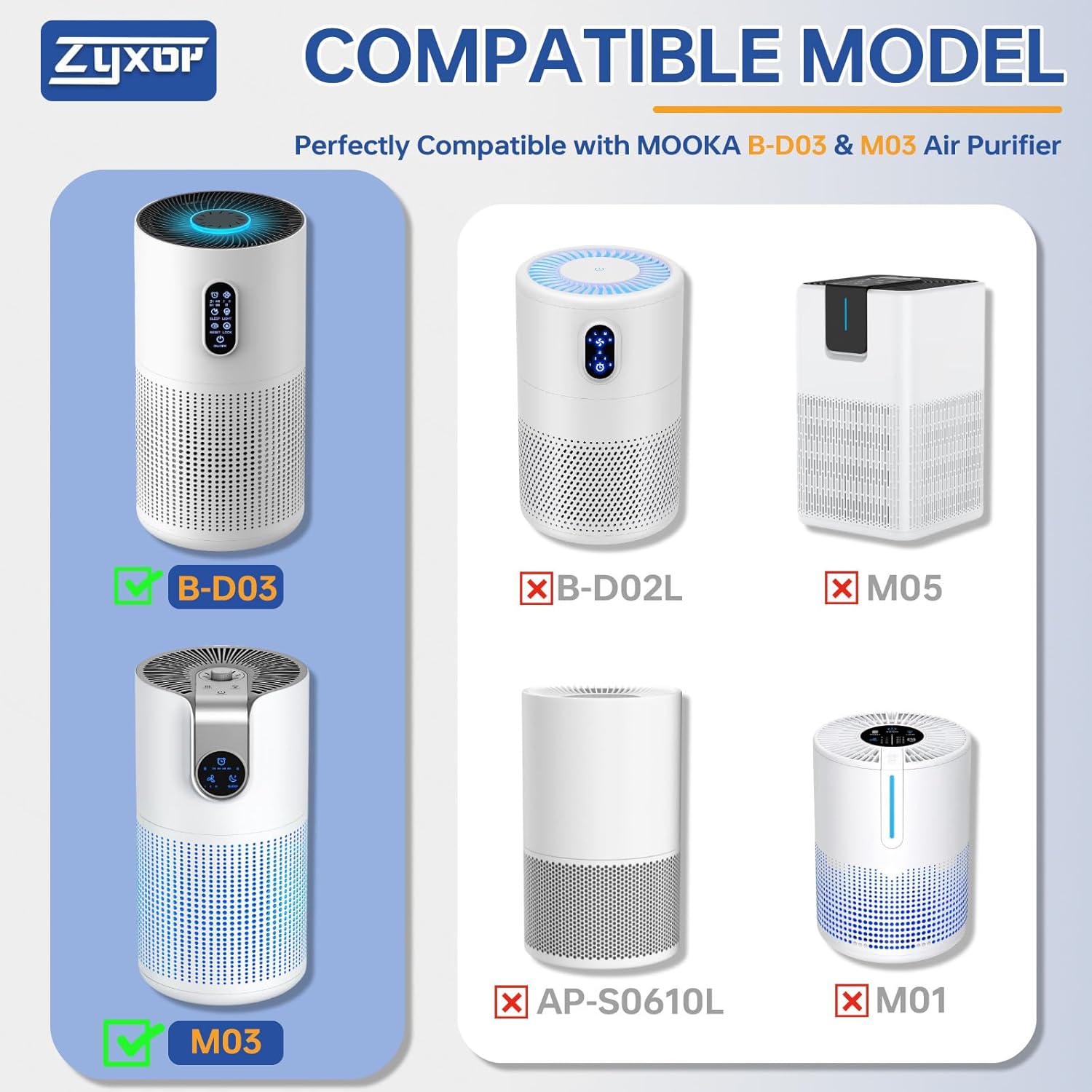B-D03 Replacement Filter Compatible with MOOKA B-D03 & M03 Air Purifier, 3-in-1 Filtration System Filter, High-Efficiency Activated Carbon Filter & Pre-filter, 2 Pack - Image 2