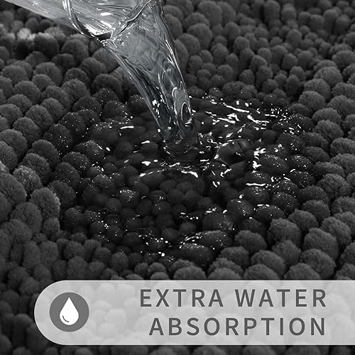 Miniatura 5 de Yimobra tapete de baño en forma de U para inodoro, tapete de contorno de felpilla para baño, suave y cómodo, absorción de agua, antideslizante,