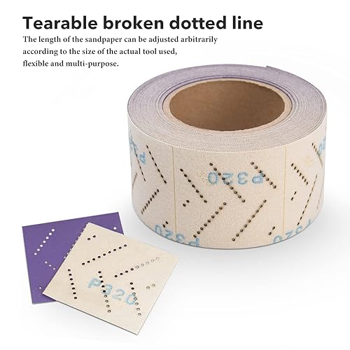 Miniatura 5 de Rollo de hoja abrasiva para lija automotriz, papel de lija multiagujero, 2-34 x 13.2 yardas, papel de lija rectangular desgarrado a mano, rollo de