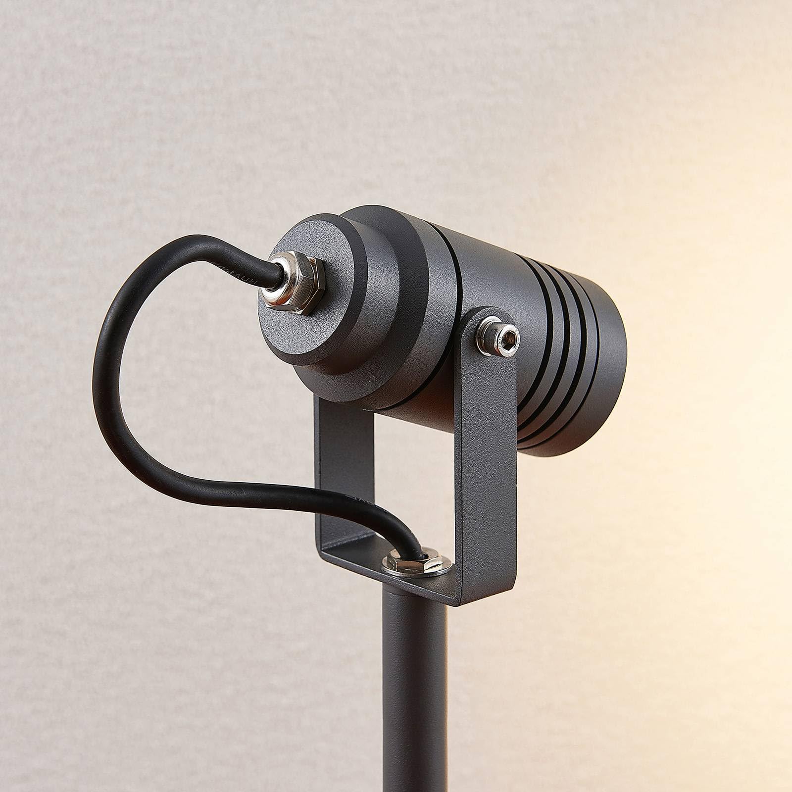 Lucande Luminaire extérieur Galina (Moderne) en Gris Aluminium (1 lampe,à GU10), Lampe sur piquet