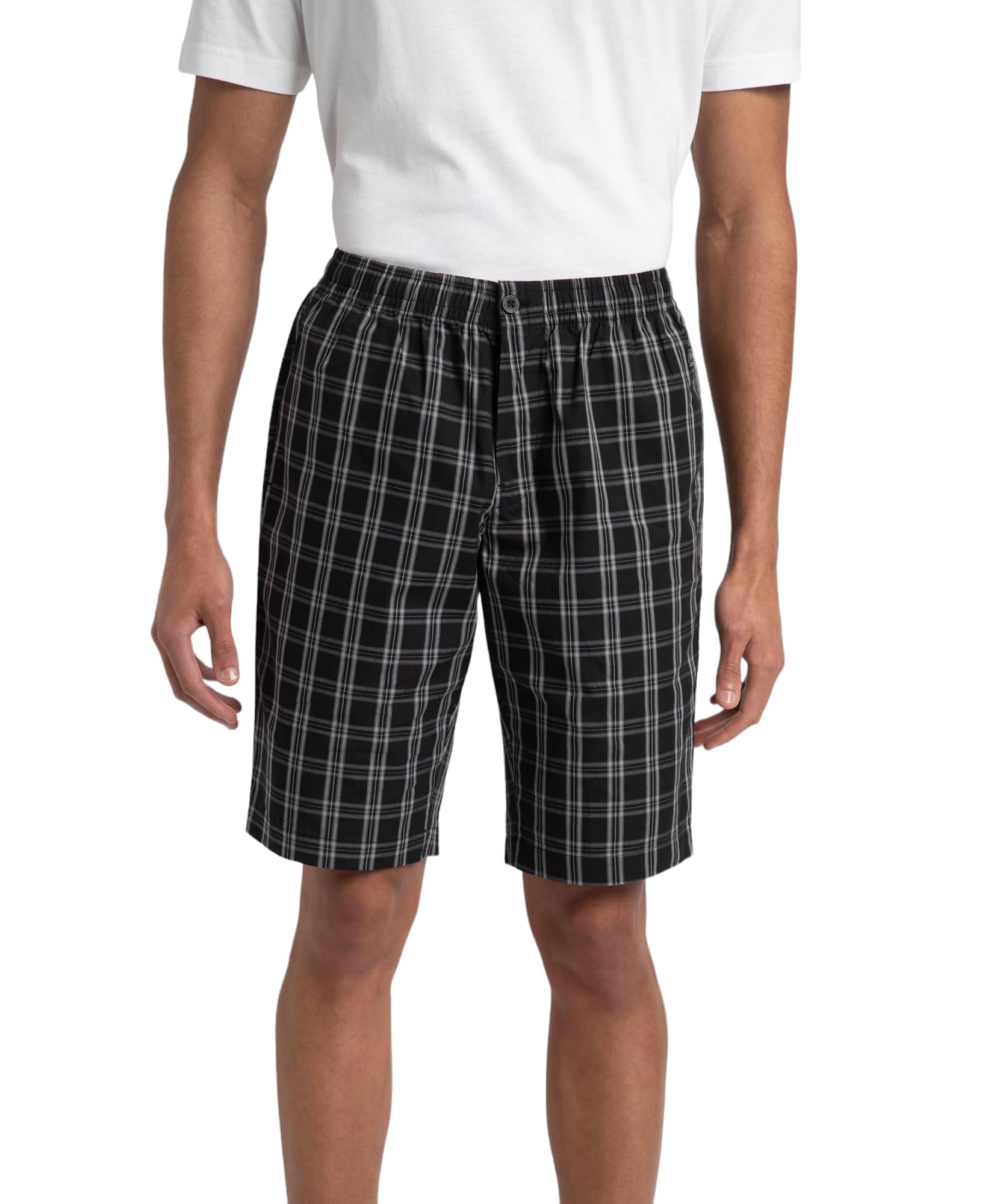 jockey 9005 Men's Super Combed Mercerized Cotton Woven Fabric Regular Fit Checkered Bermuda with Side Pockets_Black_XL-picture-16