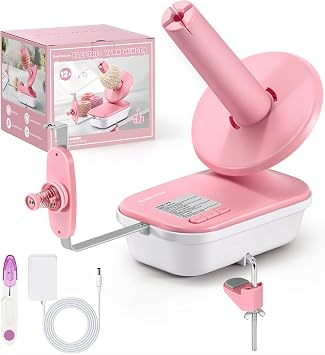 Electric Yarn Winder for Crocheting, High Speed, Upgrade Three Gears Adjustable, 4-10oz Large Capacity Automatic Yarn Ball Winder,Spinner, The Helper for Knitting Enthusiast, Pink