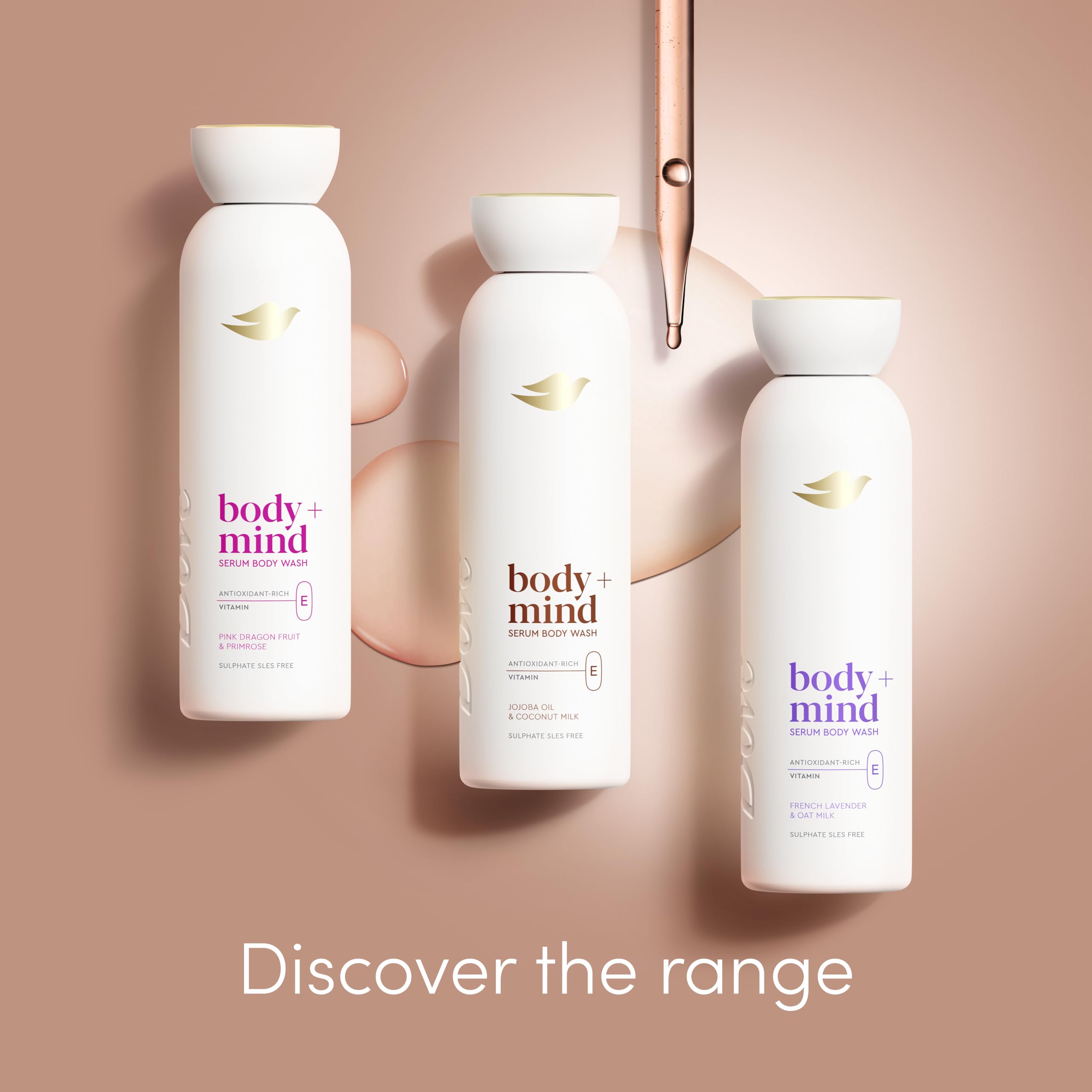 Dove Body + Mind Jojoba Oil & Coconut Milk Serum Body Wash body cleanser with antioxidant-rich vitamin E for glowing skin 350 ml - Image 3