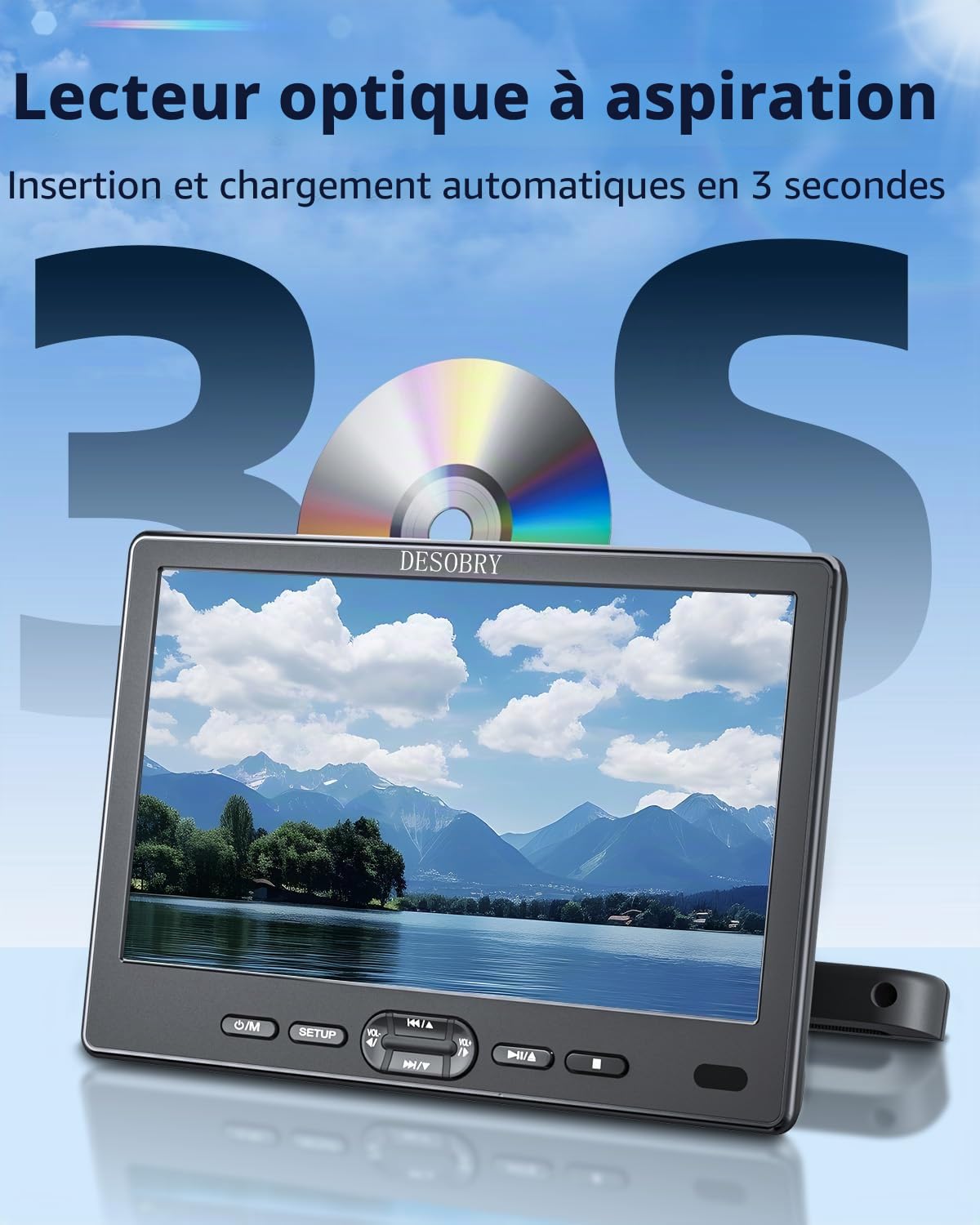 10,5 Pouces Voiture Lecteur DVD avec entrée HDMI et Casque, écran Voiture Enfant appuie tête Compatible USB/TF, Slot in Design pour Enfant