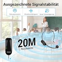 Set căști cu microfon wireless TONOR UHF reîncărcabil, 20 de canale, rază de acțiune 20 m, pentru antrenamente, cursuri și ghidaj turistic 3