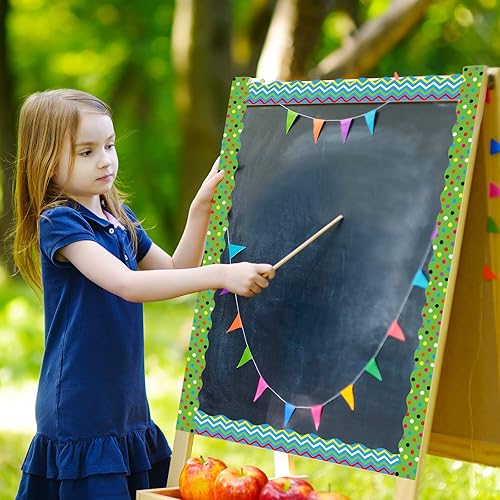 Vista 128 de Containlol Bordes de aula para tablón de anuncios, 118 pies, temática de animales de safari con ribete festoneado, tablero de anuncios colorido