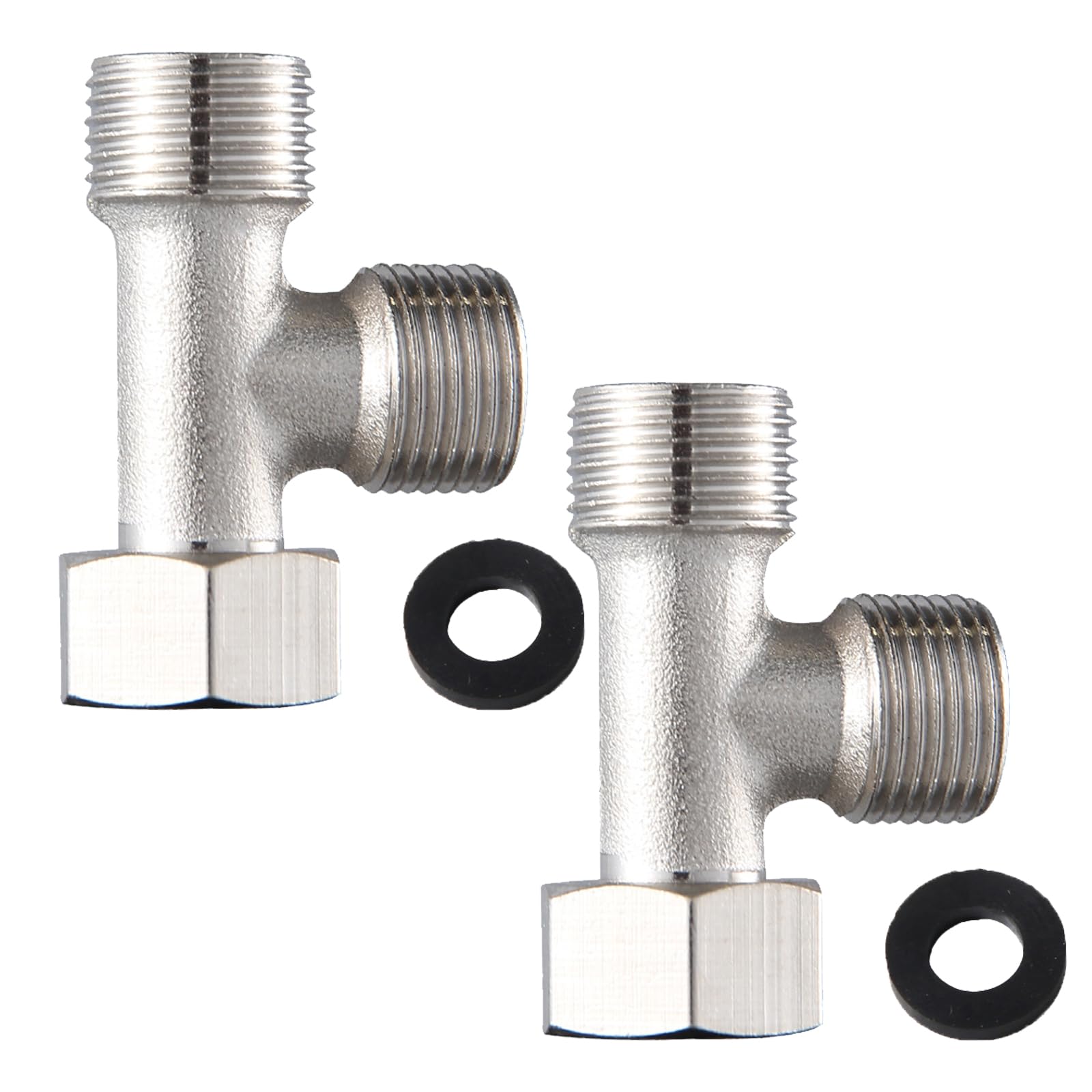 2PCS Valves Raccordement à 3 Voies en Cuivre WC 3/8", T-Raccord d’Eau avec Accessoires, Installation Facile Pour Réservoirs WC, Robinets de Douche, et Conduites d’Eau
