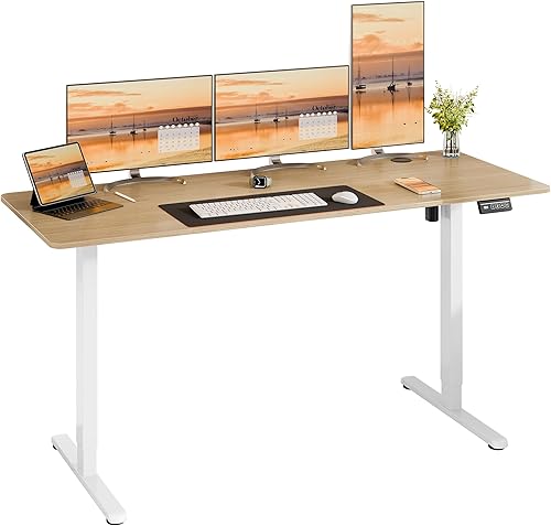 Vista 110 de Meilocar - Escritorio eléctrico de pie ajustable en altura, escritorio para computadora con controlador de memoria, estación de trabajo de oficina