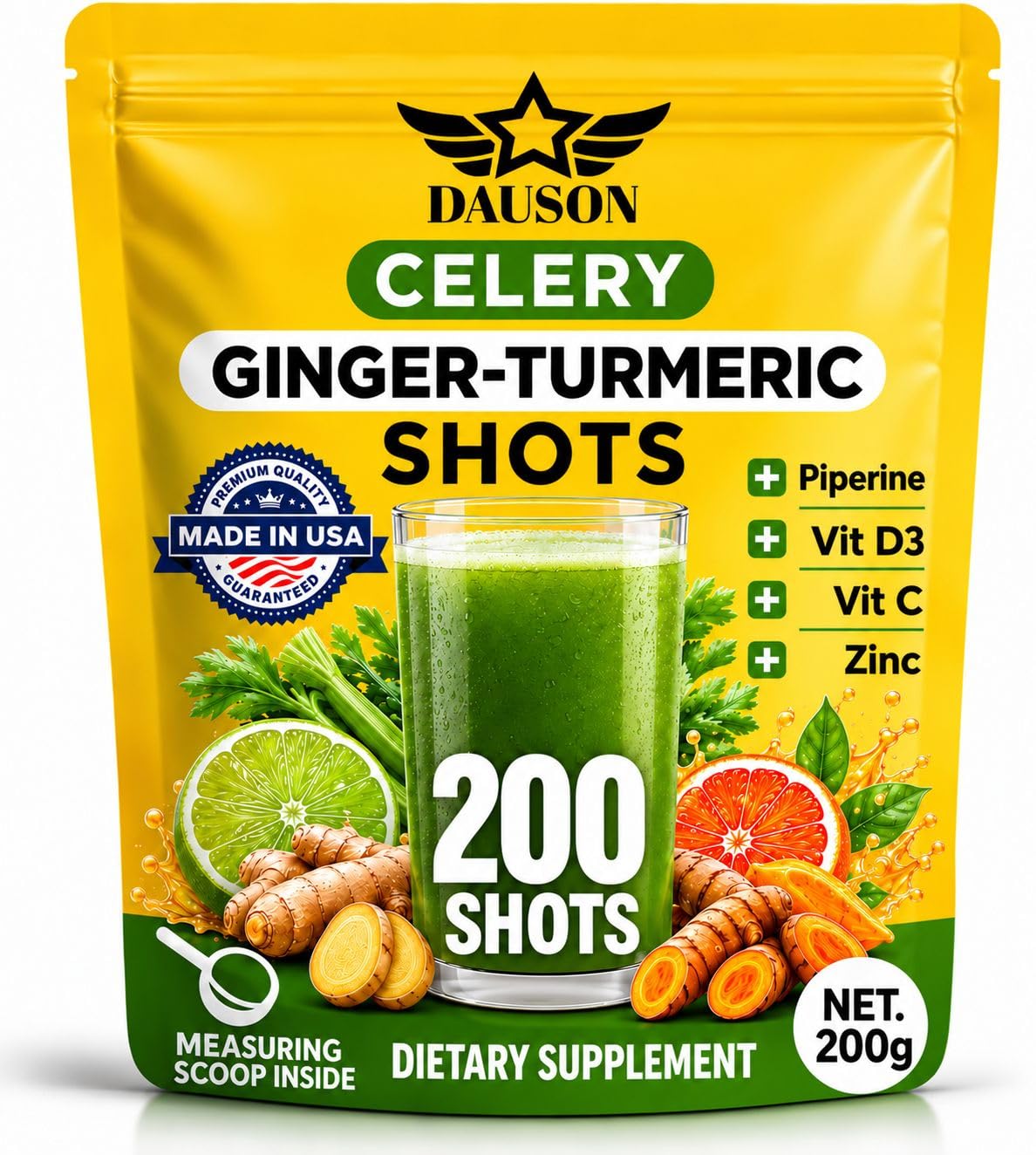 Celery Ginger Turmeric Shots with Stevia